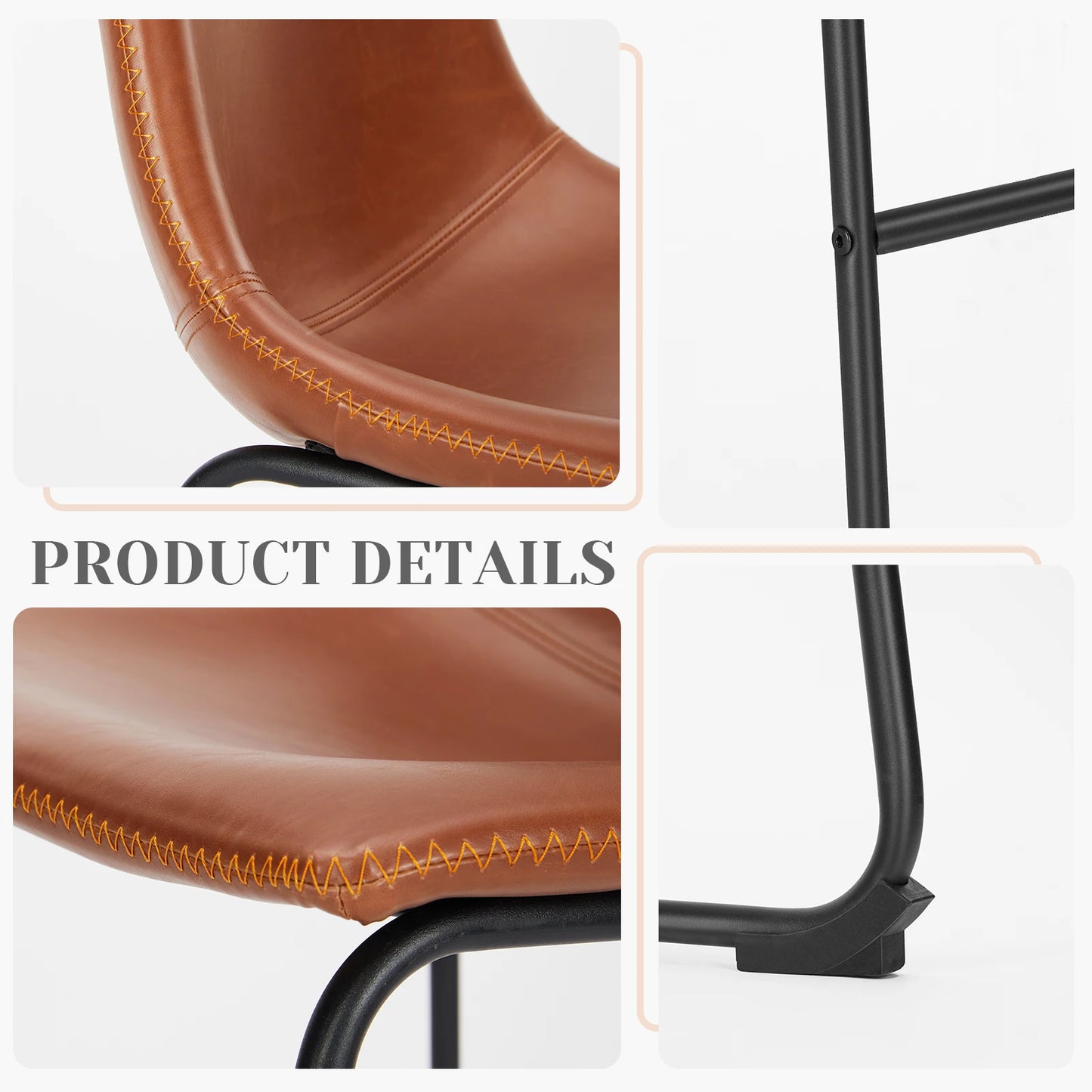 Pu Leather Bar Stools Set of 2 Counter Height