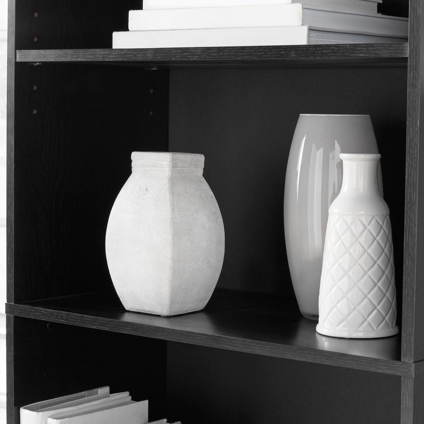 5-Shelf Bookcase , True Black Oak/White Bookshelf