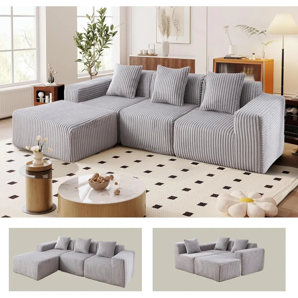 L-Shaped Free Combination Sofa,4Seater Corner Couch Deep Seat