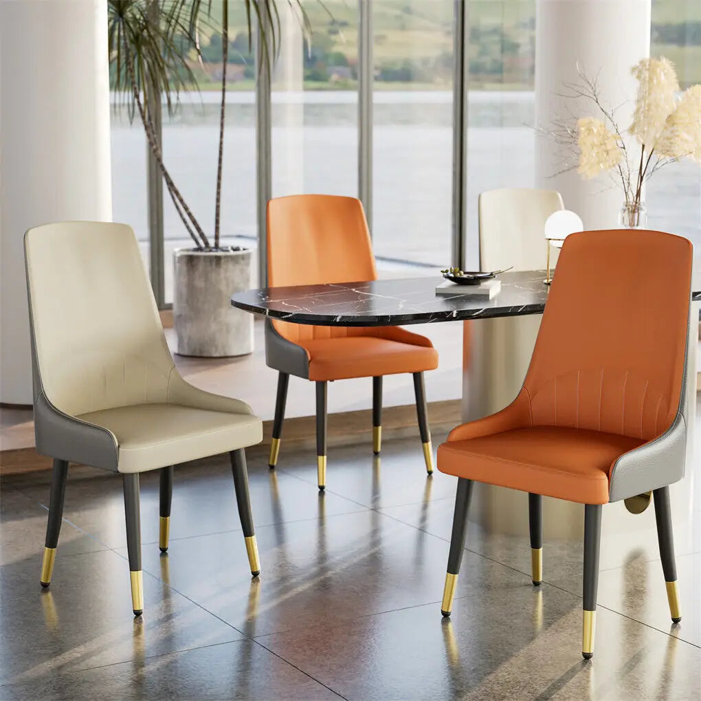 LUVODI 4-6 People Seats Marble Dining Table with Chair 1.2m Restaurant Kitchen Cafe Shop Coffee Table Furniture with Metal Legs