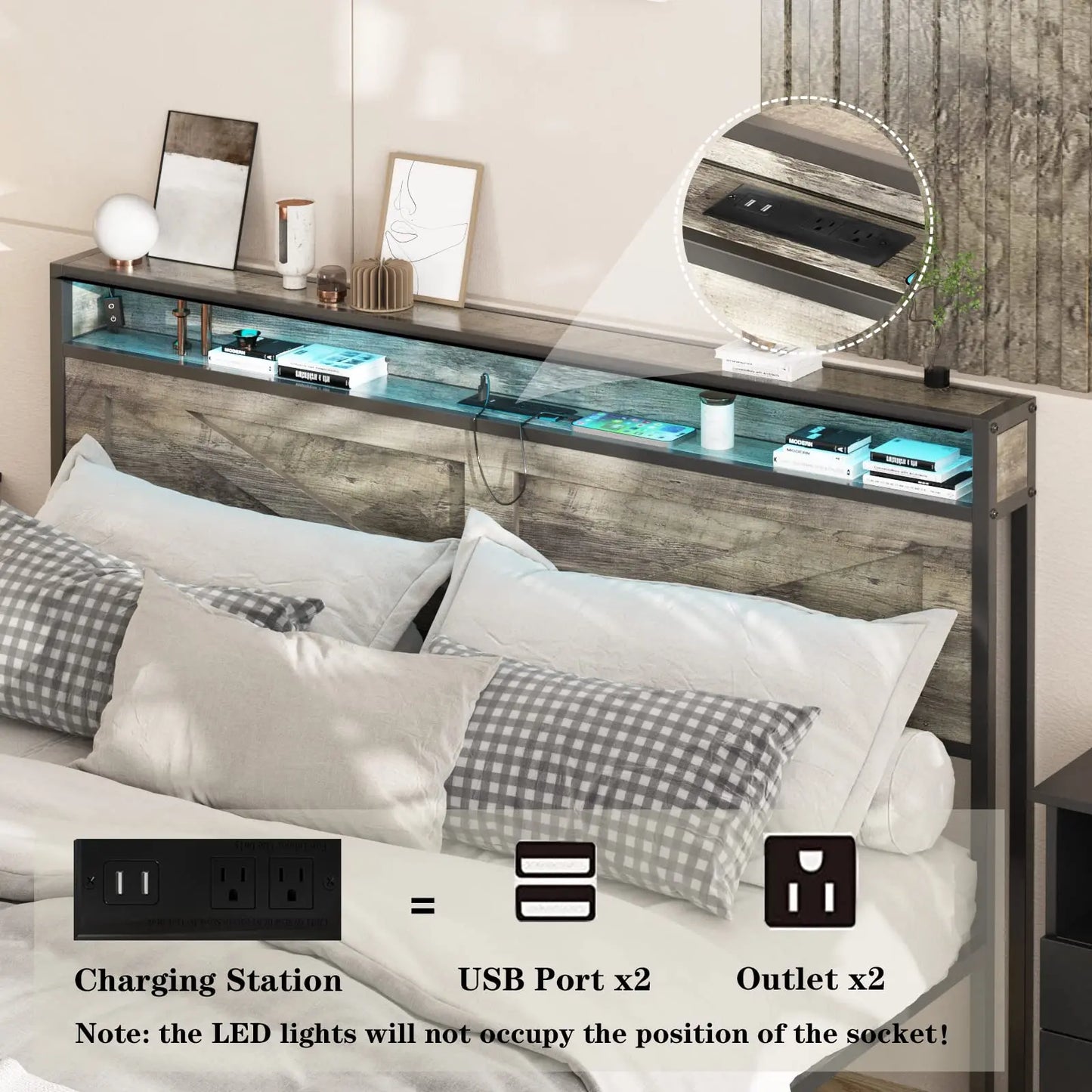 Queen/Full/Twing and King size Bed Frame with Storage