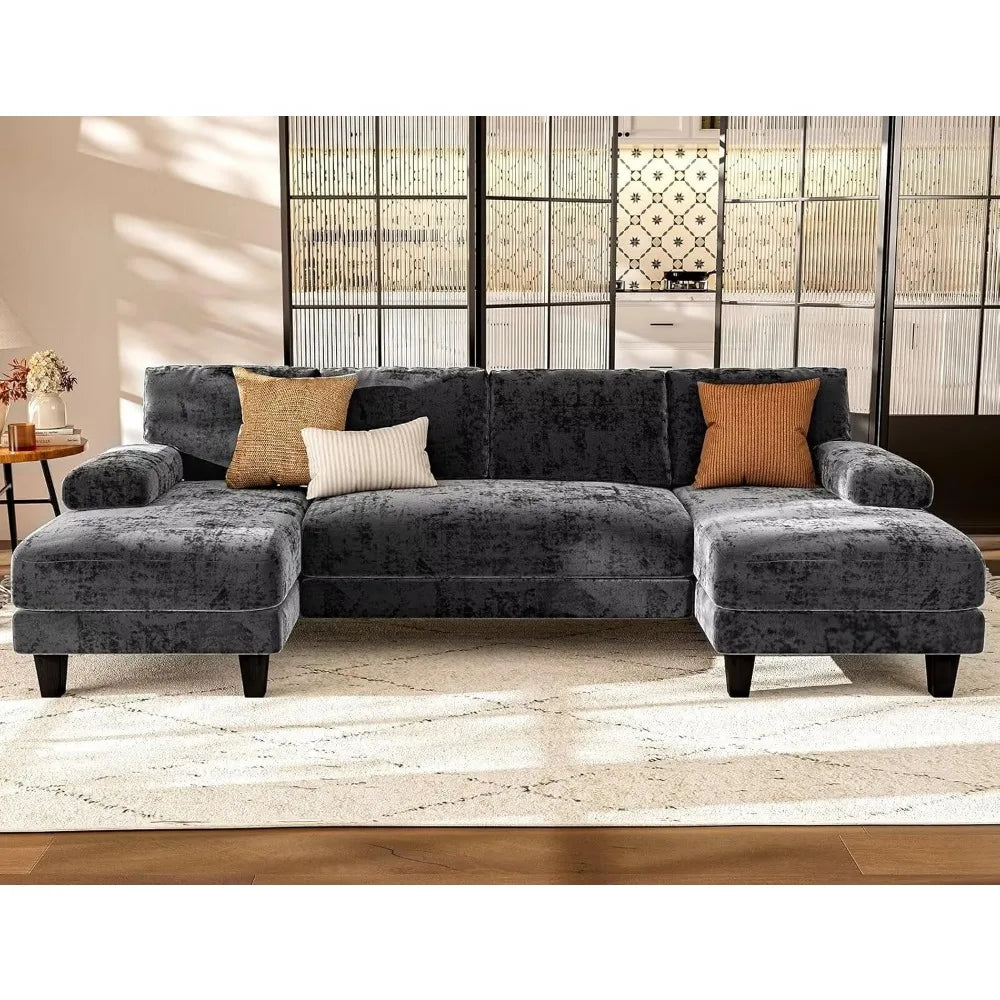 U Shaped Sectional Couch, Sofa with Double Chaise