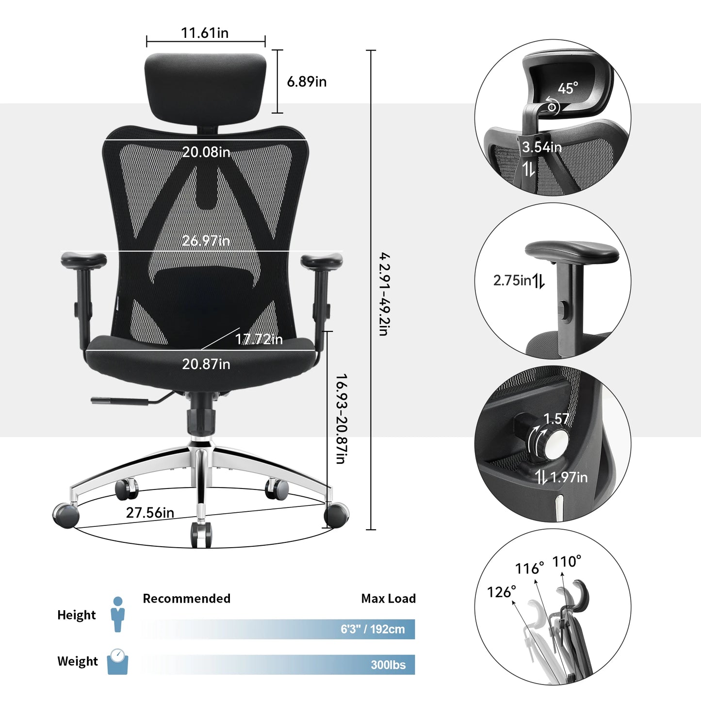 Ergonomic Swivel Chair for Office & Home