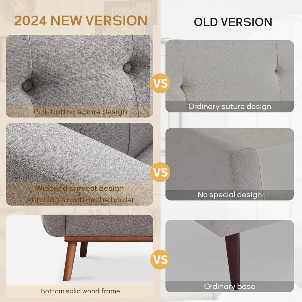 Couch Set with Solid Frame, Deep Seat Sofa Set