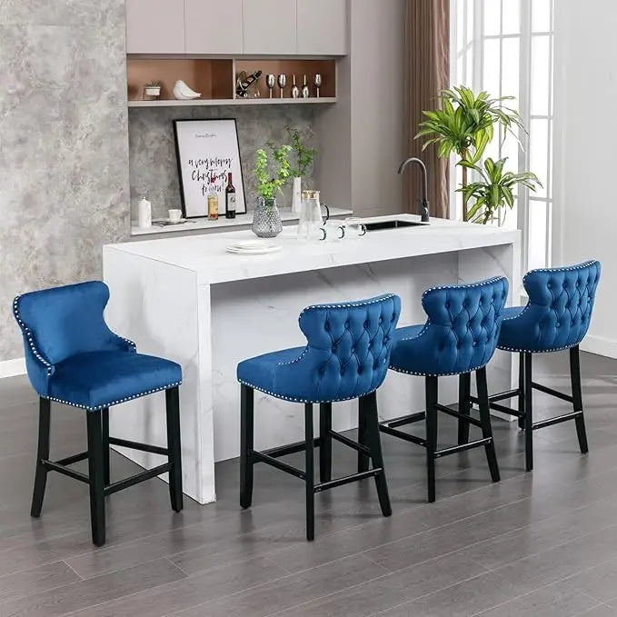 Bar Stools Set Counter Height,with Solid Wood Legs