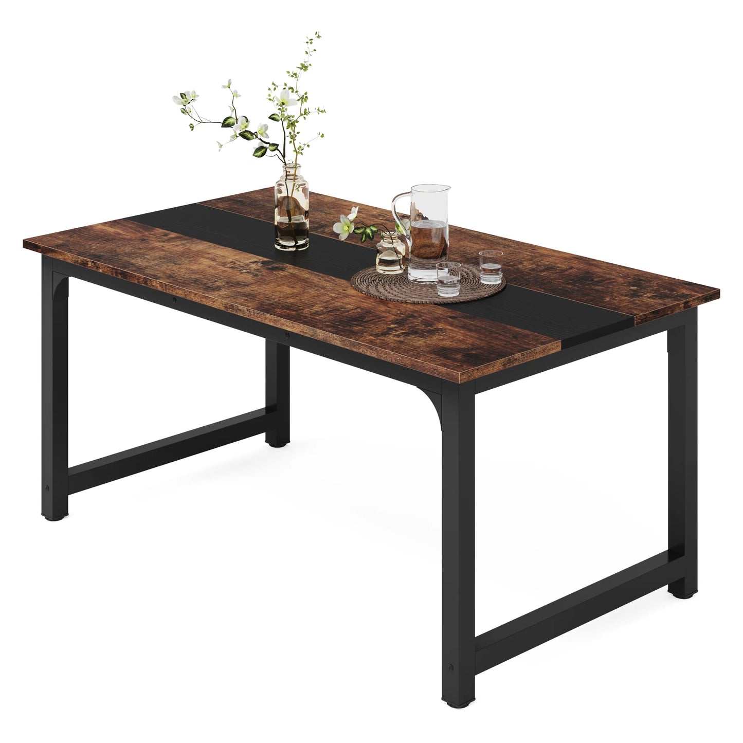 Tribesigns 63"x31.5" Dining Table, Industrial Kitchen Table for 6-8 Person, Rectangular Dinner Table for Dining Room Kitchen