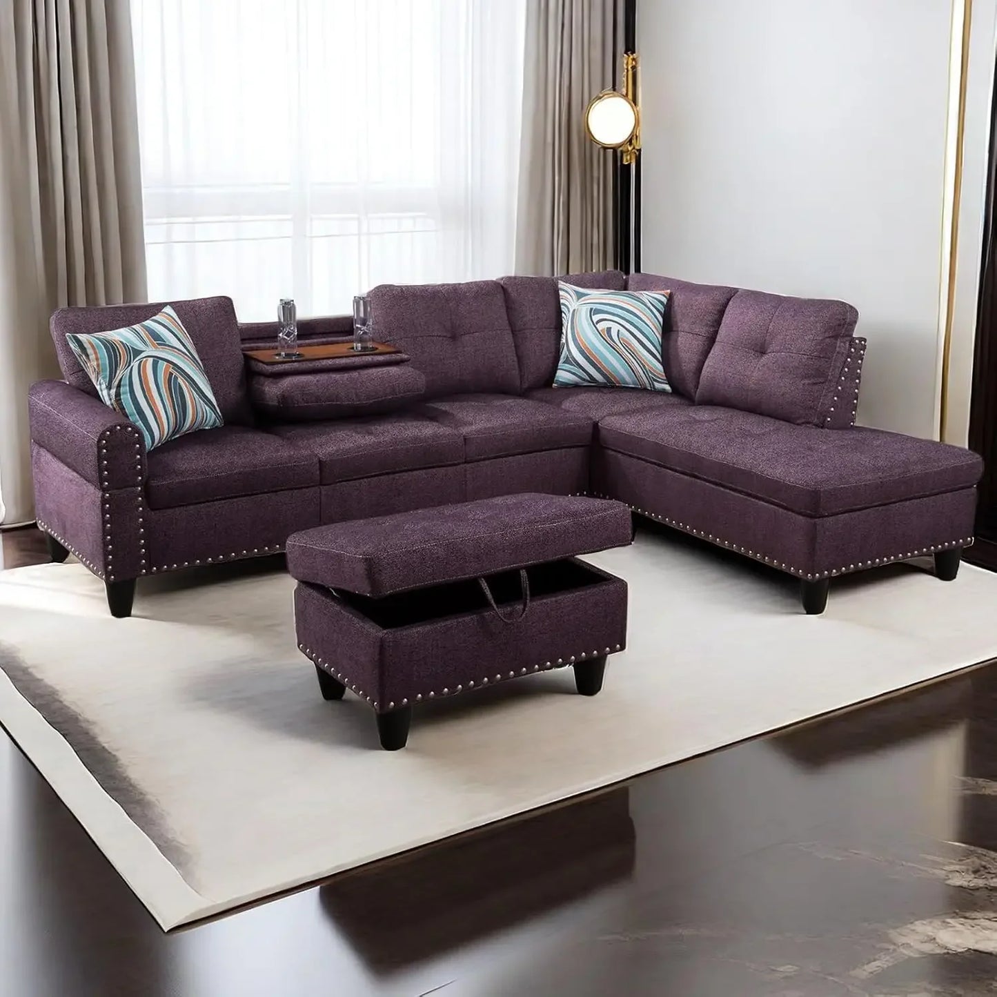 Modern Lounge 4 seats Sofa - L Shaped Sectional Couch