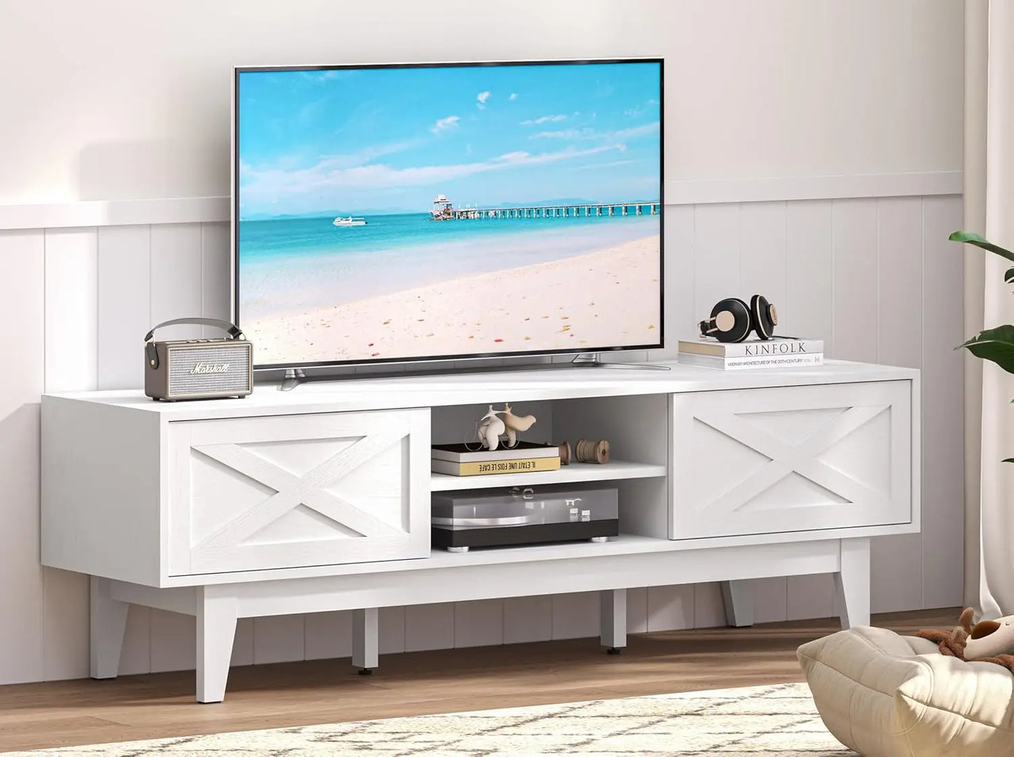 TV Stand for 55 65 Inch TV with Shelves