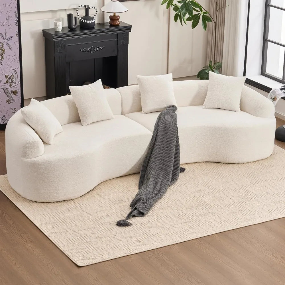 Oversized Sectional Sofa, Luxury Plush Chenille 4-Seater with 4 Throw Pillows