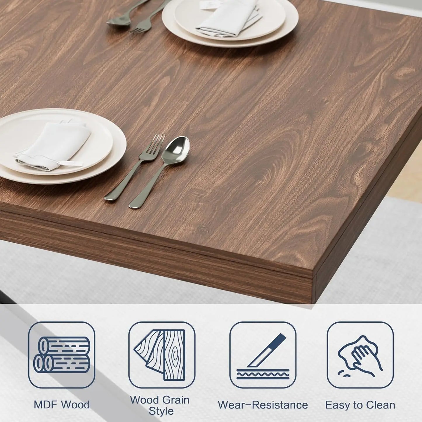 55''-70.9'' Extendable Dining Room Table, Wooden Rectangle Expandable Dining Table with Hidden Storage,Kitchens,Office (Walnut)