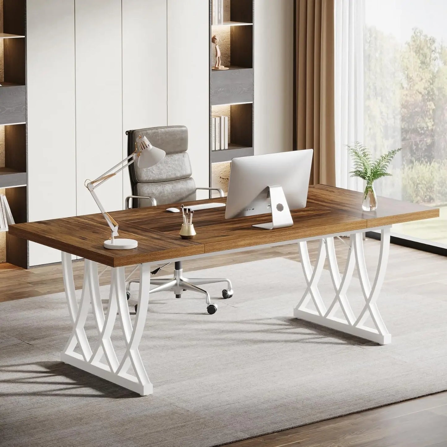 70.86-Inch Executive Desk, Thick Metal Frame