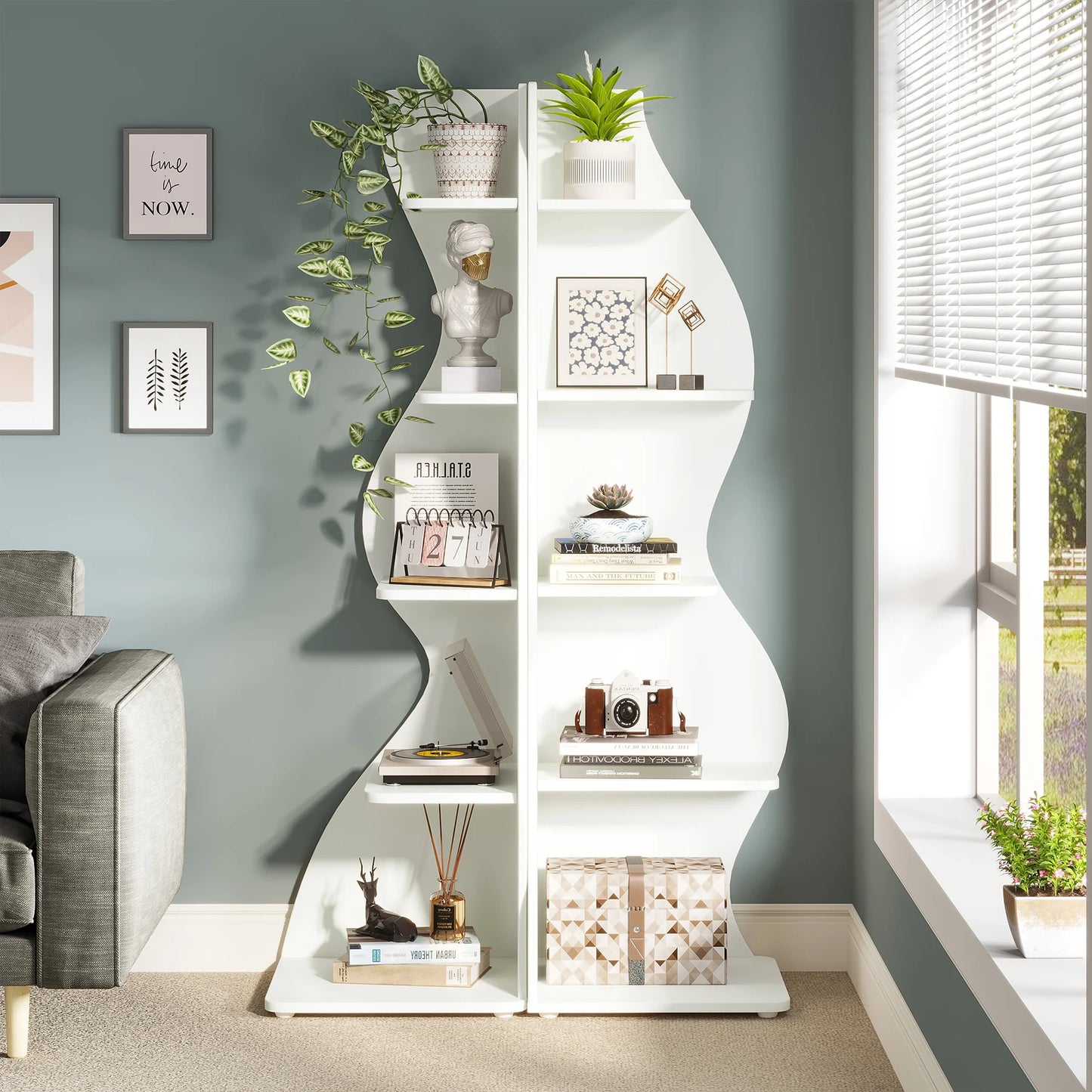 Corner bookShelf, 5-Tier Stylish Corner Bookcase