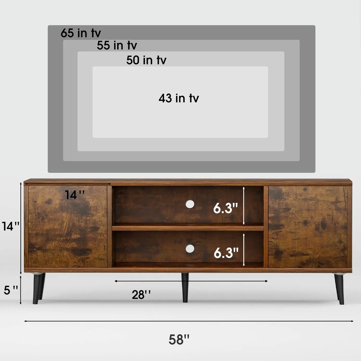 TV Stand for 65 Inch TV with Storage Cabinet