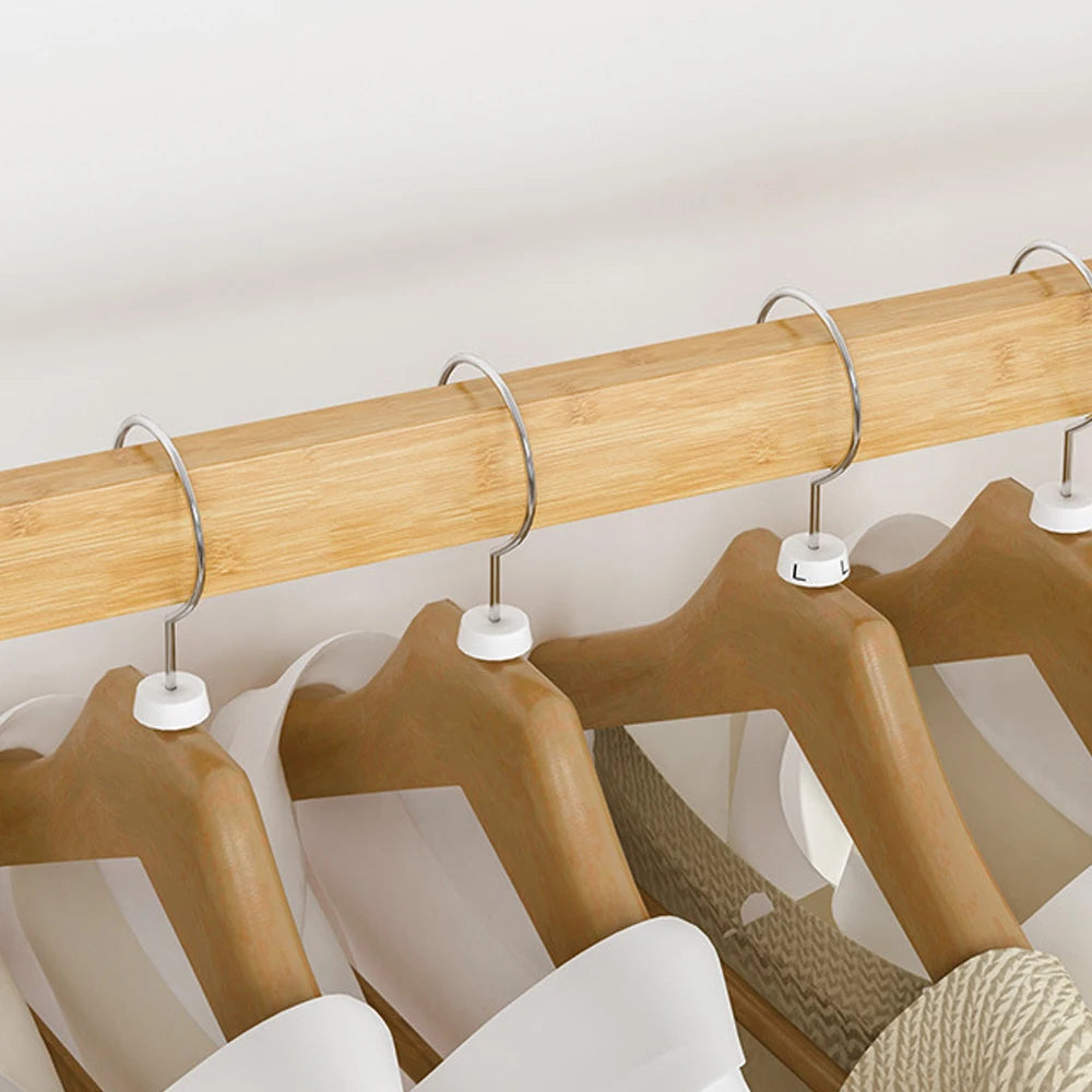 Double Hanging Rails Coat Rack with Storage Shelves
