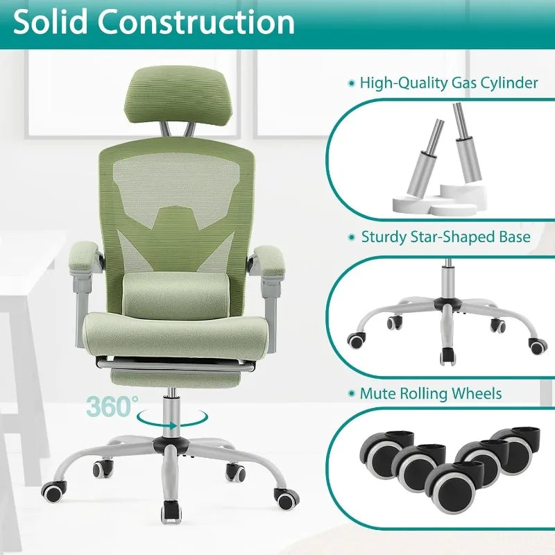 Home Office Desk Chair with Footrest