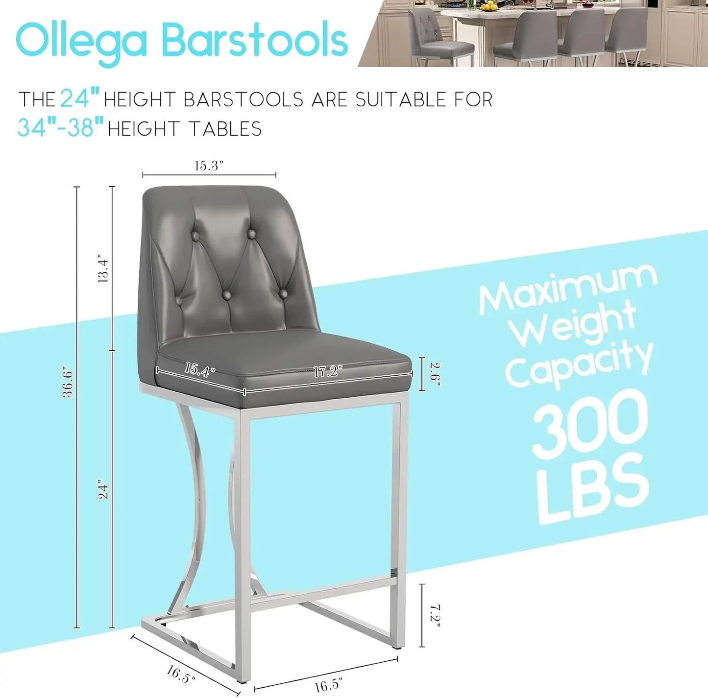 24" Counter Height Bar Stools Set of 2