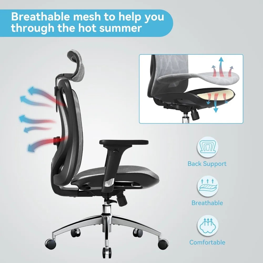 Office Chair with 3 Way Armrests Lumbar Support