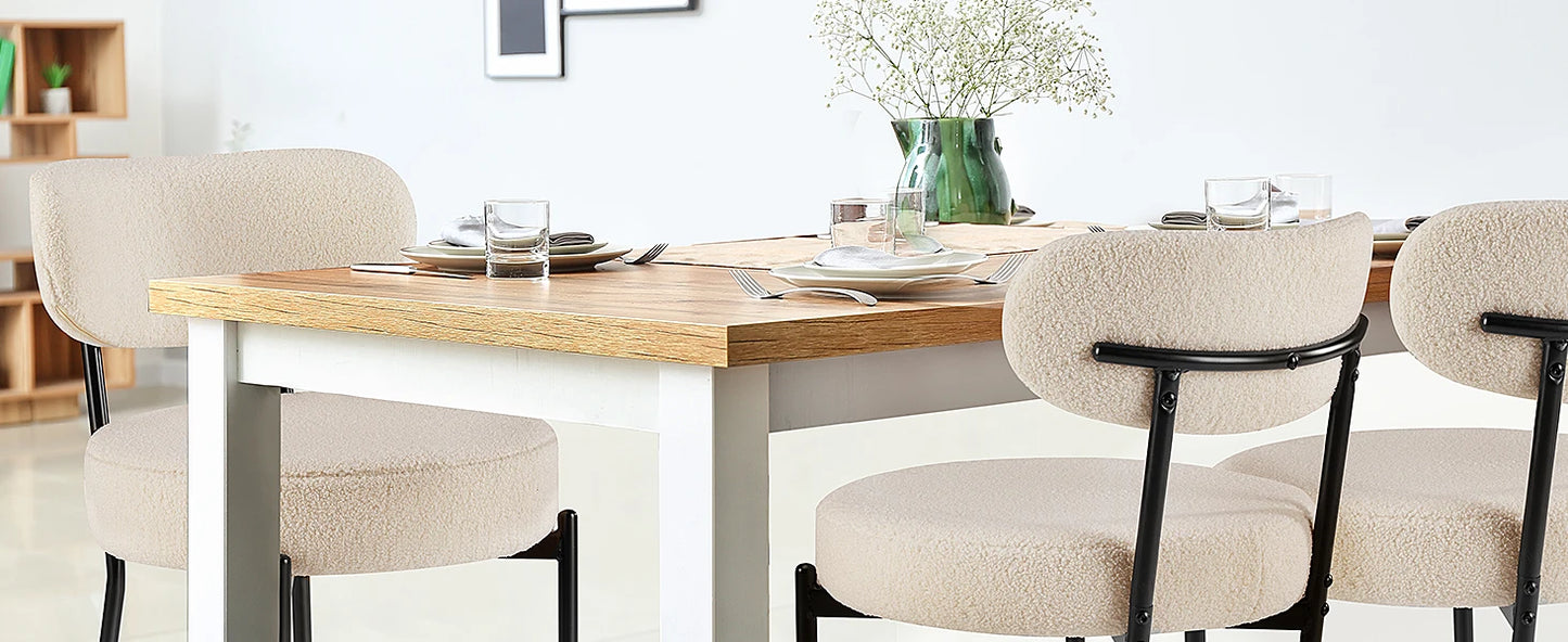 Ergonomic Round Dining Chairs Set of 2 Plush Fabric