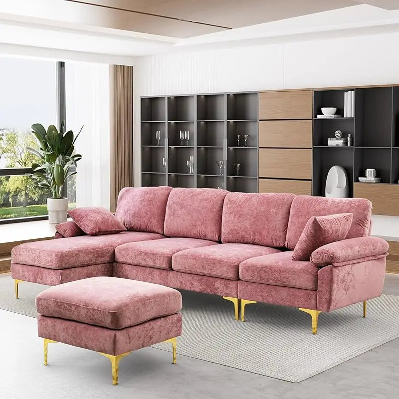 Sofa couch,4 Seat ,L-Shaped Velvet with Chaise Lounge