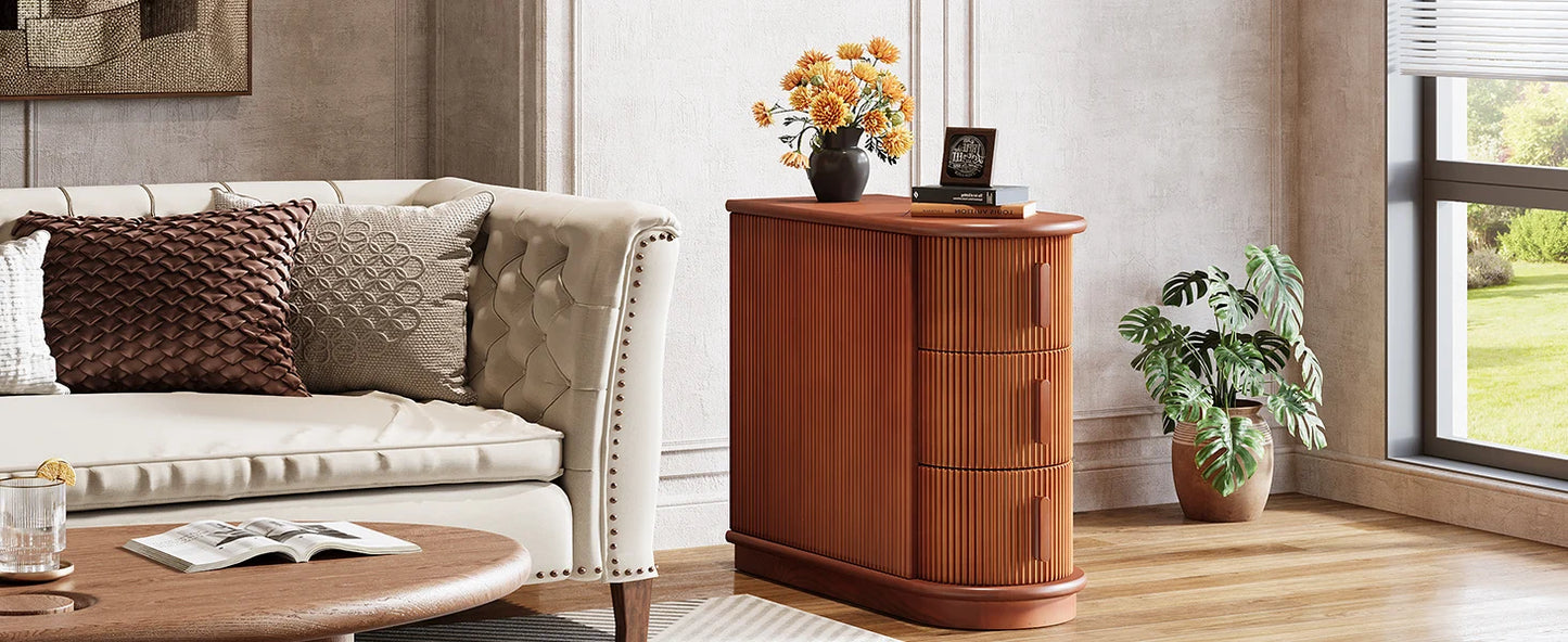 Tribesigns End Table Round Solid Wood Sofa Bedside Narrow Bedroom Side Table Nightstand with Drawer