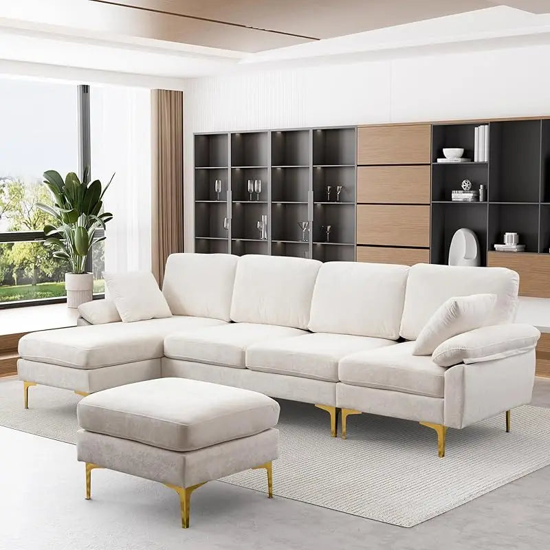 Sofa couch,4 Seat ,L-Shaped Velvet with Chaise Lounge