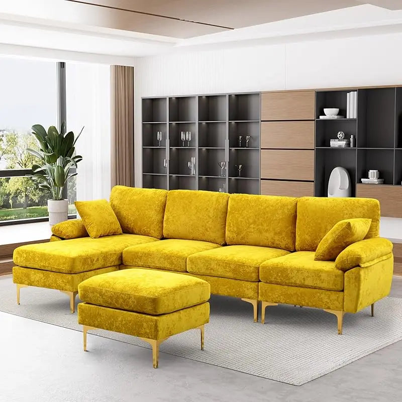 Sofa couch,4 Seat ,L-Shaped Velvet with Chaise Lounge