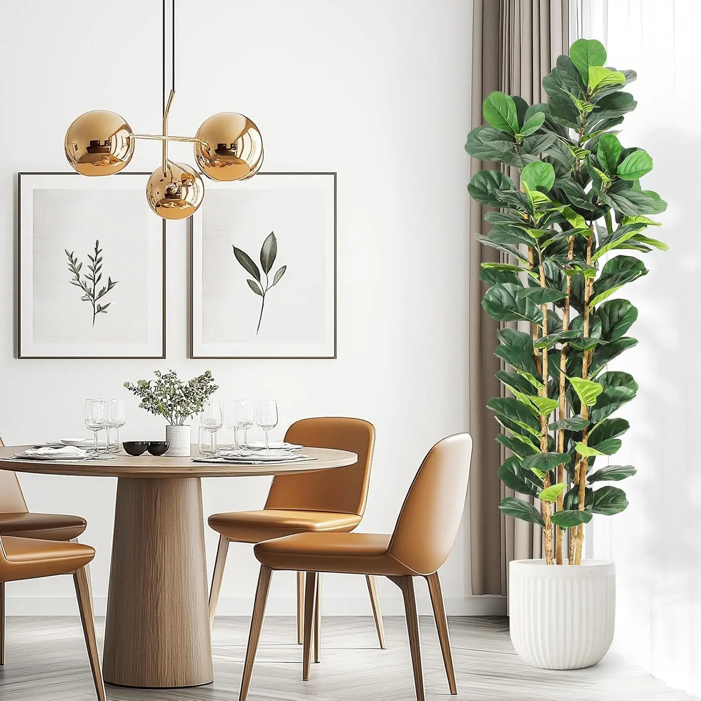 Artificial Fiddle Leaf Fig Tree with Pot Faux