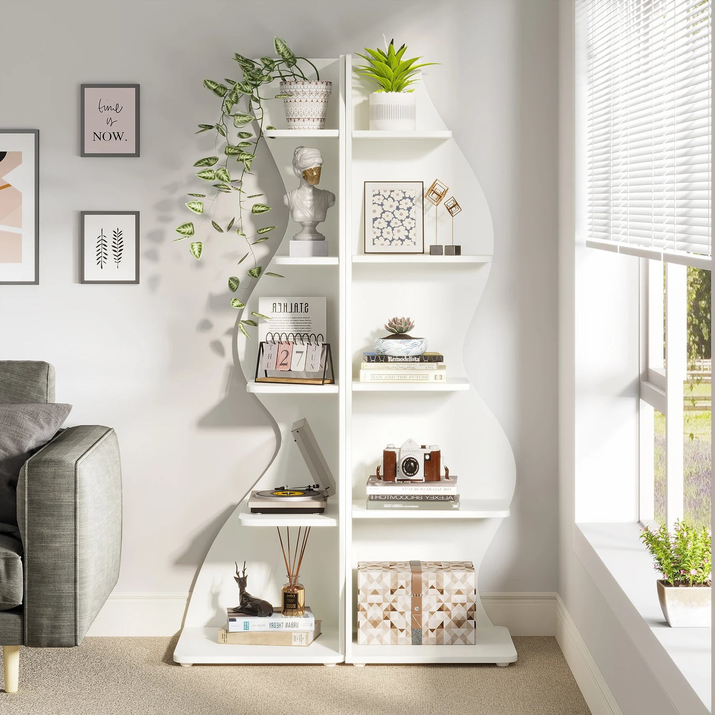 Corner bookShelf, 5-Tier Stylish Corner Bookcase