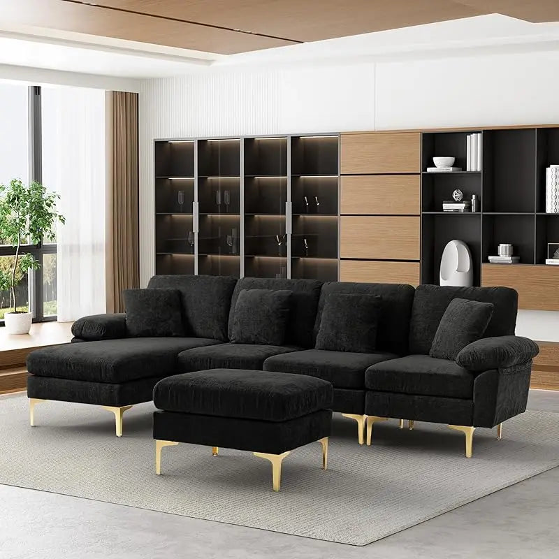 Sofa couch,4 Seat ,L-Shaped Velvet with Chaise Lounge
