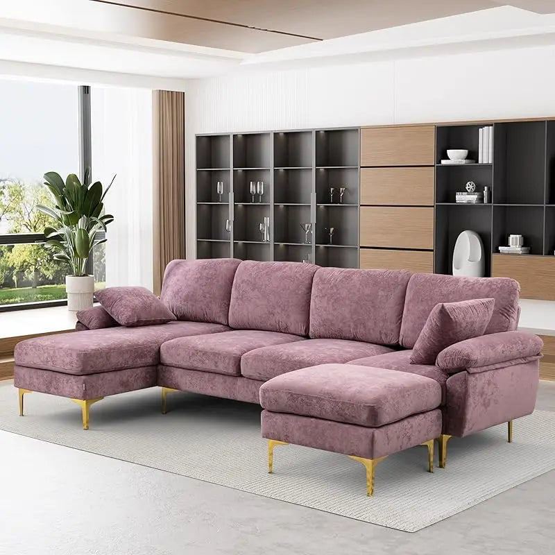 Sofa couch,4 Seat ,L-Shaped Velvet with Chaise Lounge