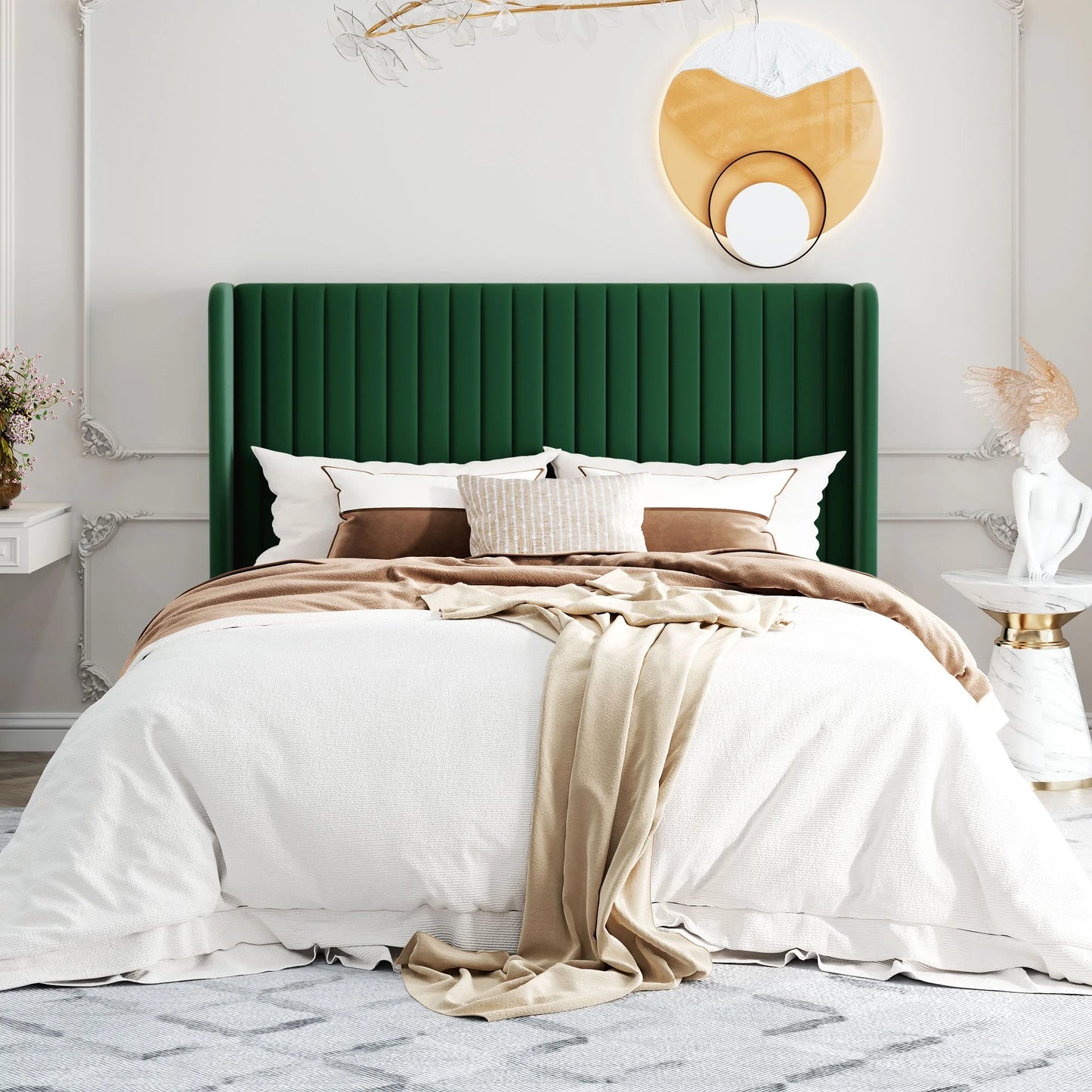 Bed Frame with Wingback Headboard – Full, Queen & King