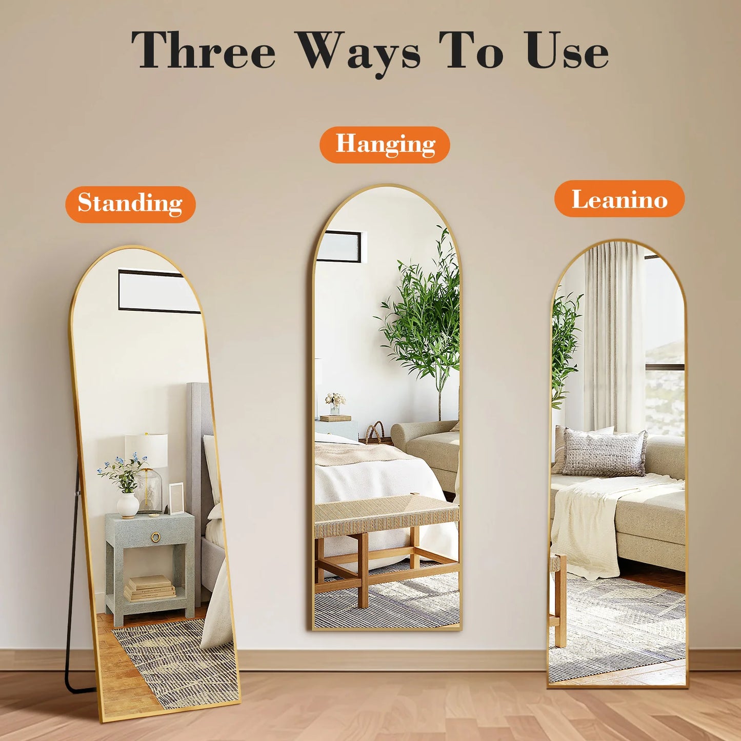 Wall Mirror 59"x16" Standing Hanging or Wall-Mounted Mirror