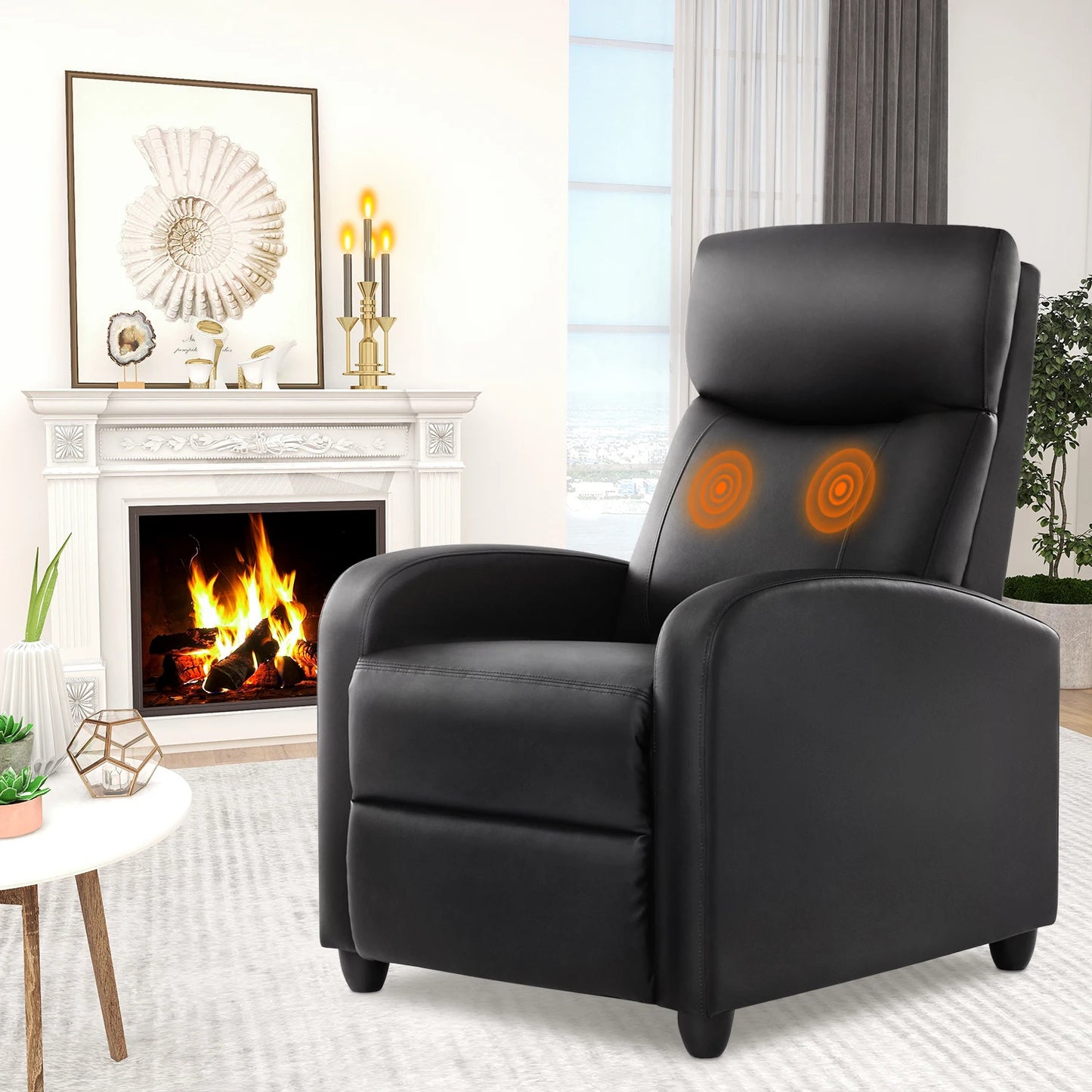 Recliner Chair Massage Sofa Fabric Theater Lumbar
