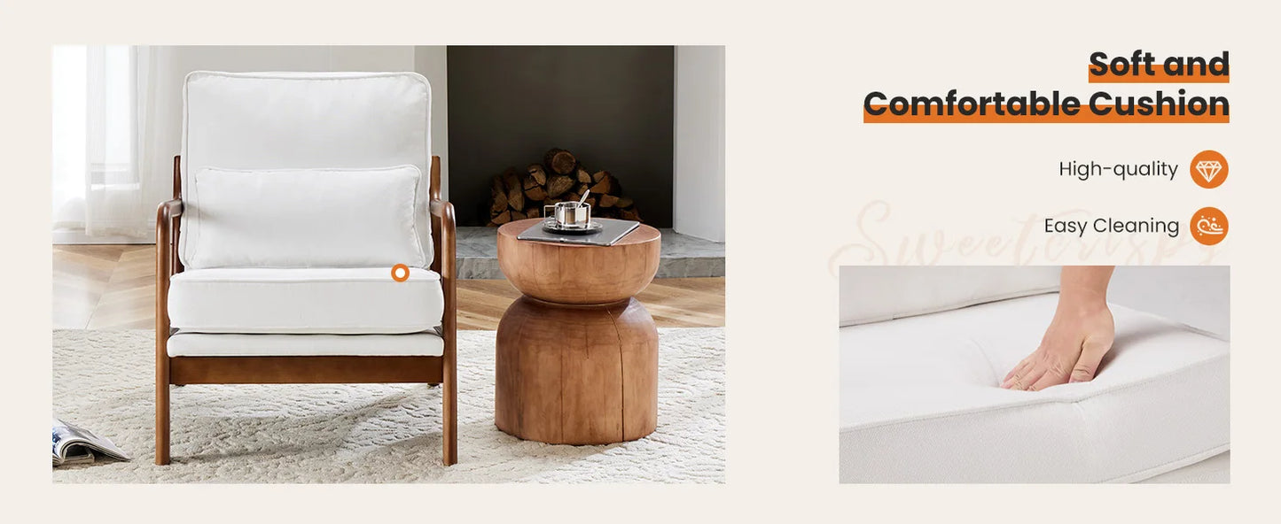 Chairs with Lumbar Pillow Upholstered With Wood Frame