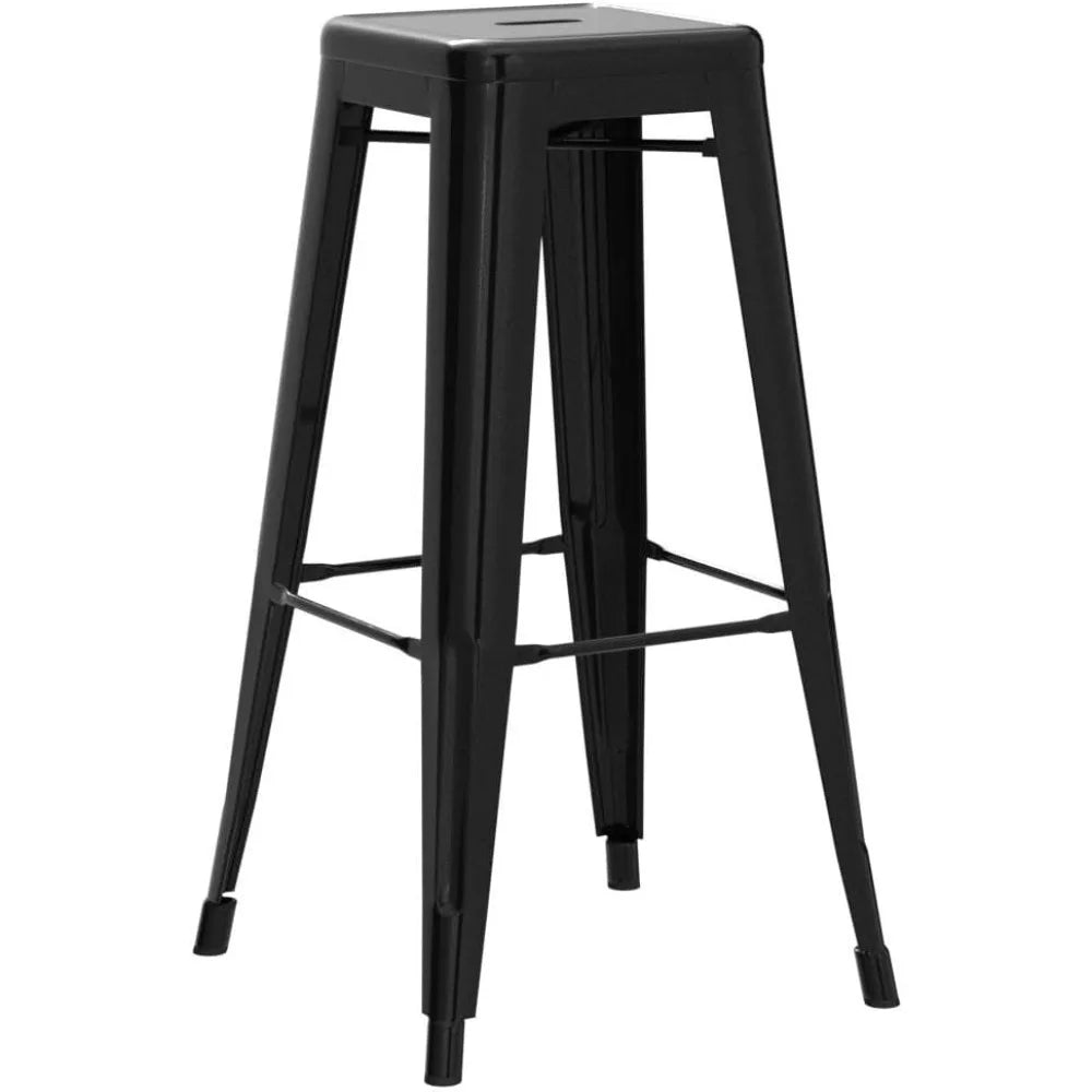 Metal Bar Stools High Backless Set of 4