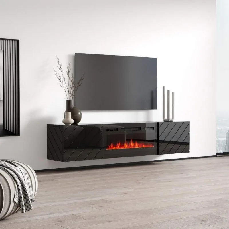 Floating Fireplace TV Stand for up to 80-inch TVs