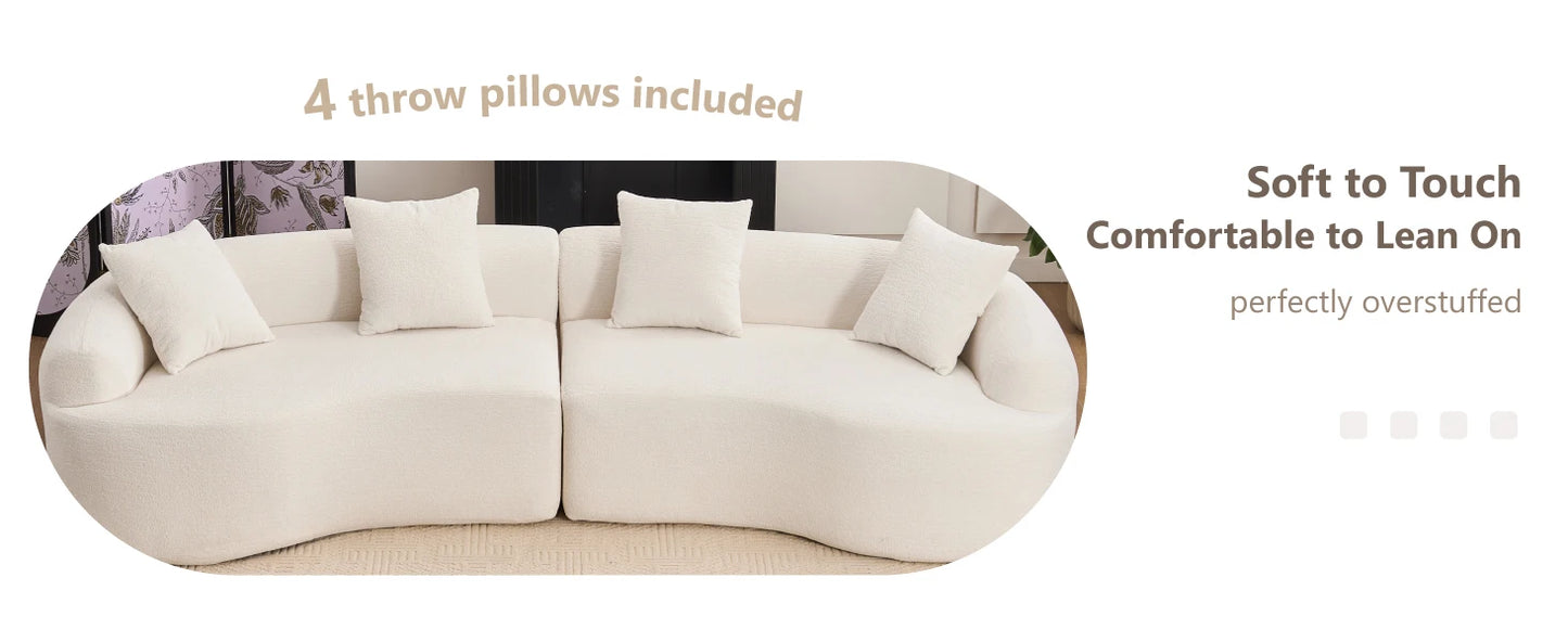 Oversized Sectional Sofa, Luxury Plush Chenille 4-Seater with 4 Throw Pillows