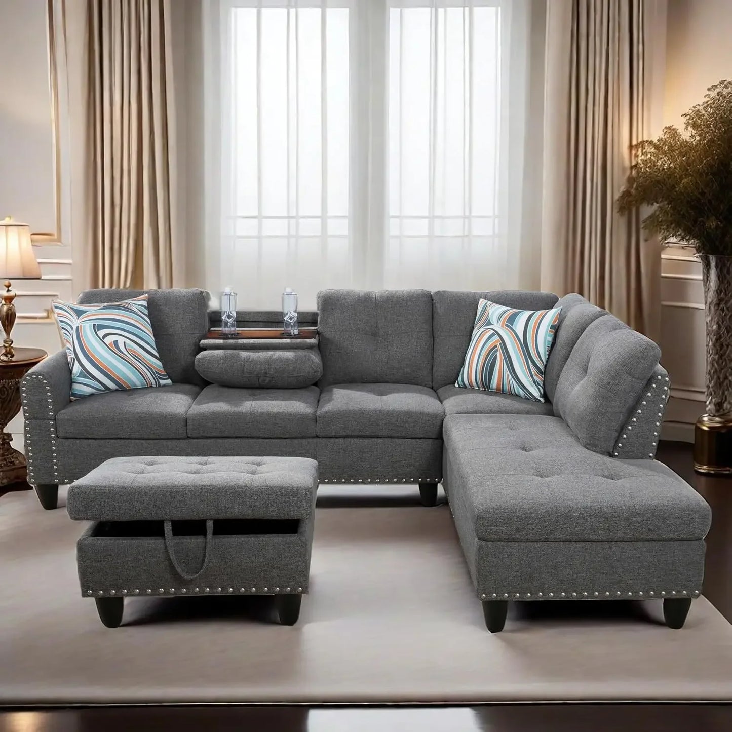 Modern Lounge 4 seats Sofa - L Shaped Sectional Couch