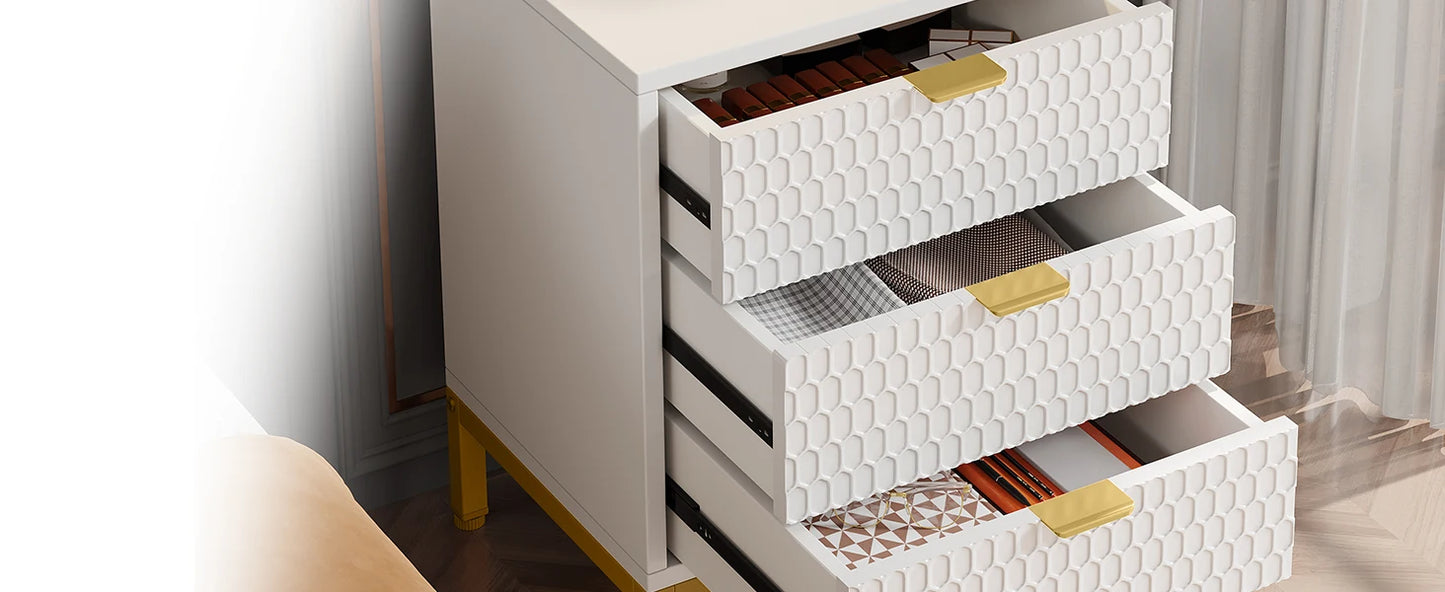 Tribesigns Modern Nightstand, 65.5 cm Tall Bedside Table with 3 Drawers, Contemporary End Side Table with Storage