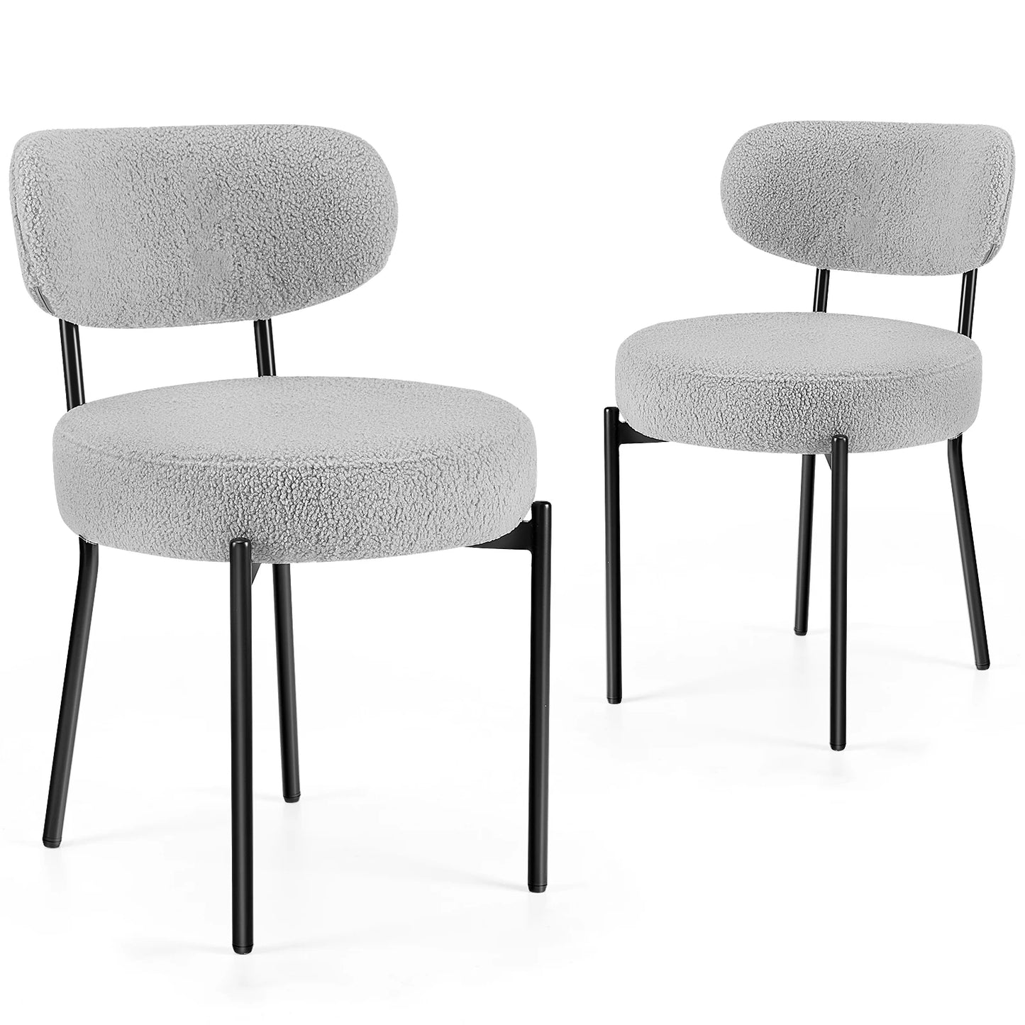 Ergonomic Round Dining Chairs Set of 2 Plush Fabric