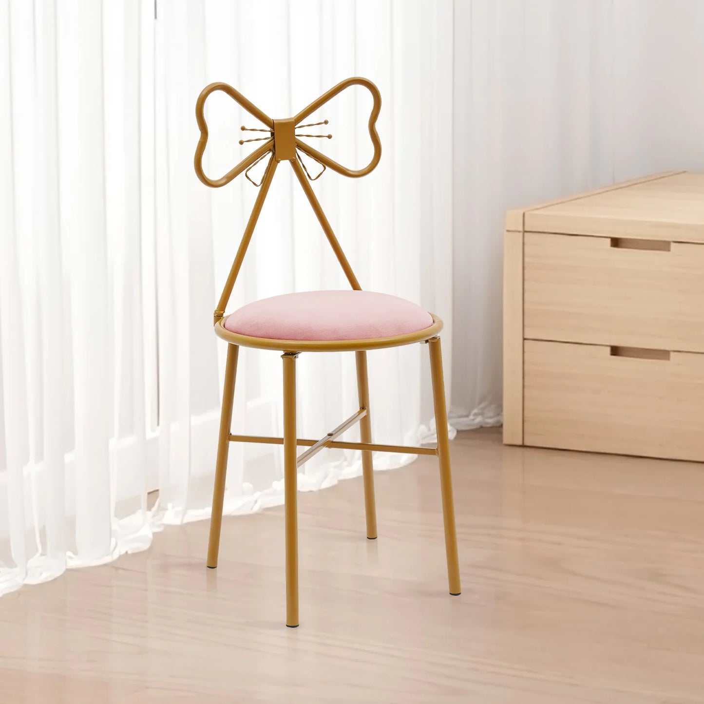 Velvet Makeup Chair Metal Frame Butterfly Backrest Chair