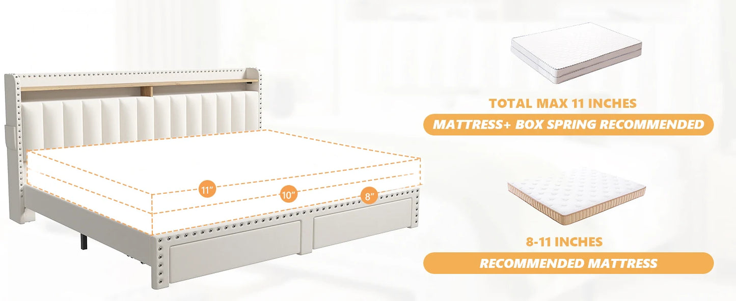 Full, Queen and King size Bed Frame with Drawers