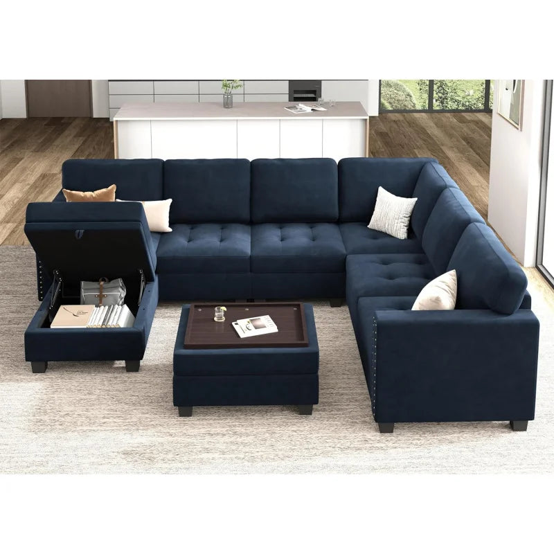 Velvet Modular Sectional sofa, Convertible L Shaped couch with Storage