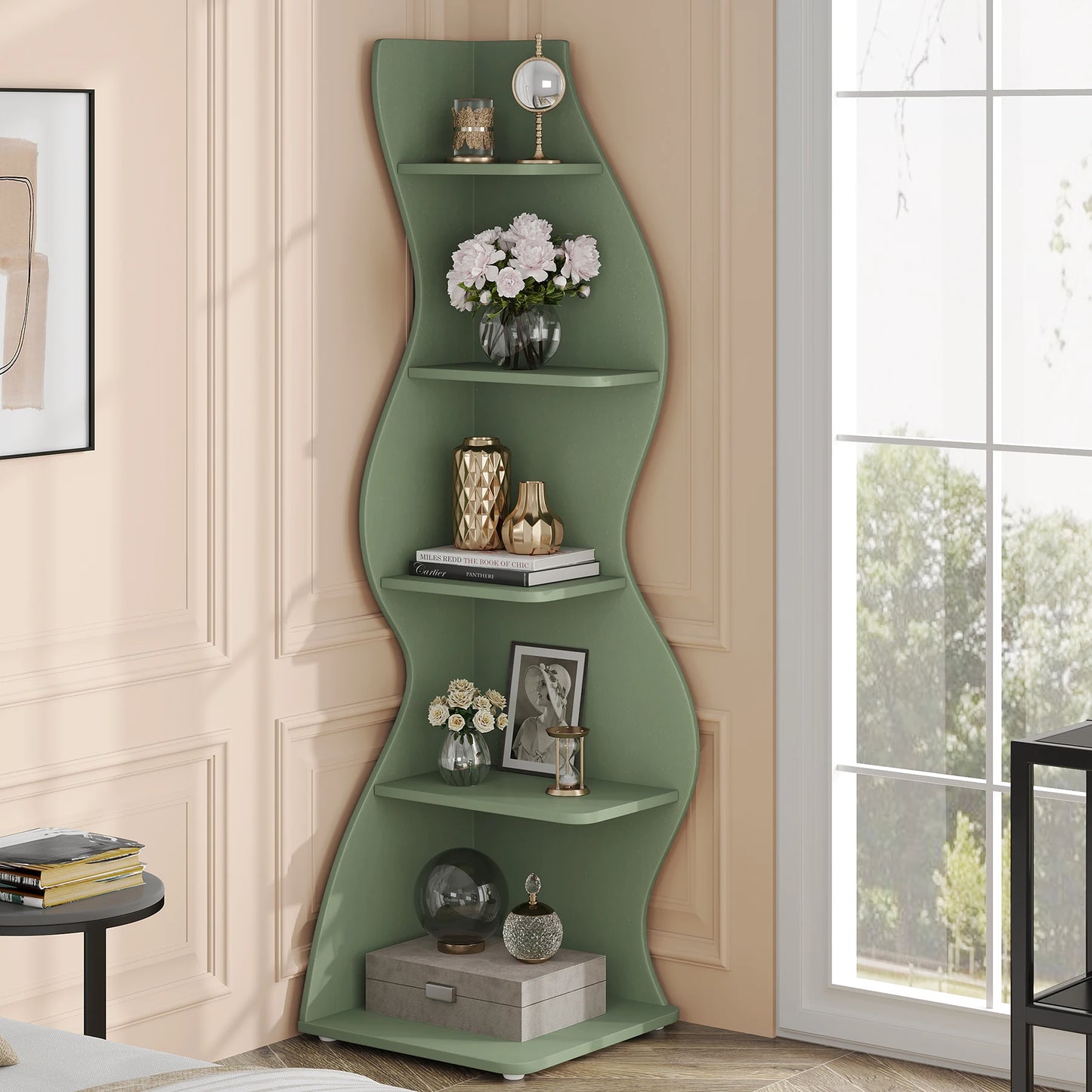 Corner bookShelf, 5-Tier Stylish Corner Bookcase