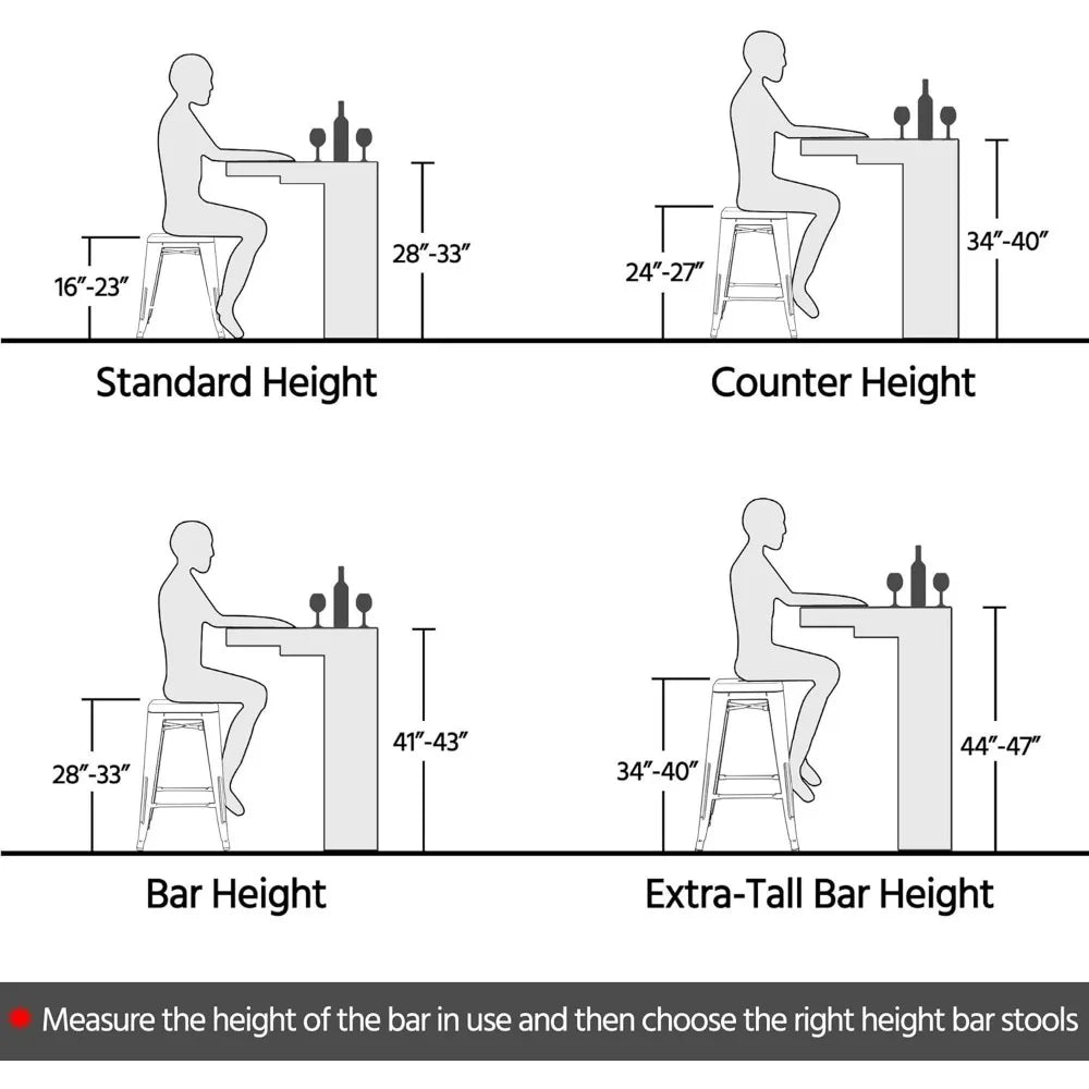 Metal Bar Stools High Backless Set of 4