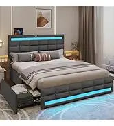 Bed Frame with Leather Platform and Storage – Twin, Queen & Full Sizes