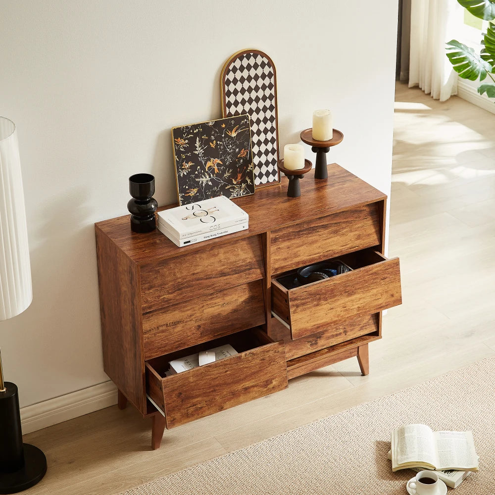 6 Drawer Double Dresser, Wood Chest of Drawers