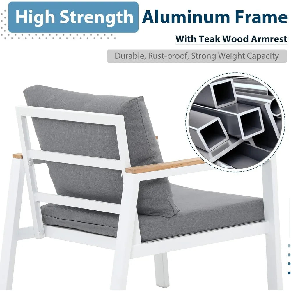 Patio Furniture Set 5 Pieces with Teak Coffee Table