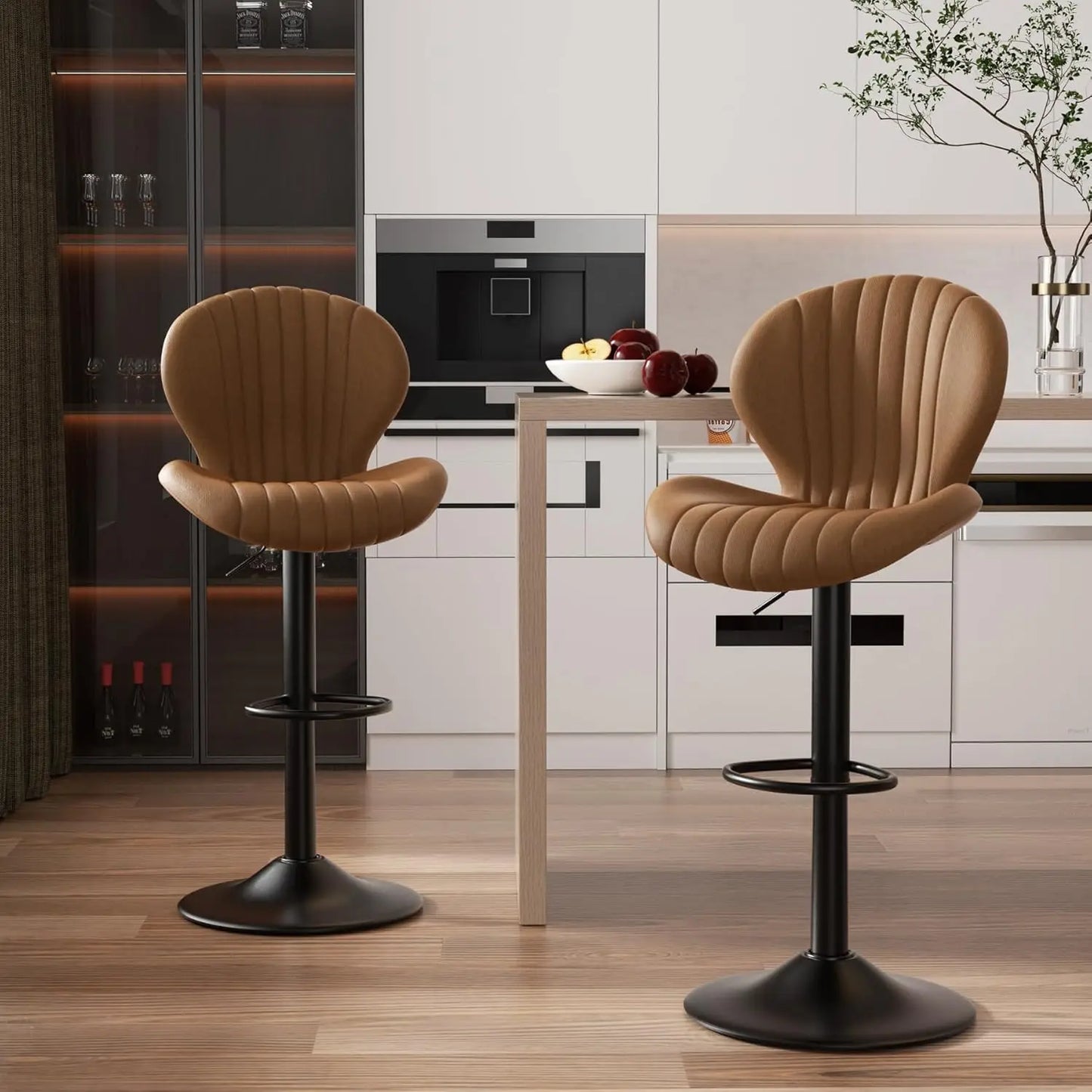 Bar Stools Set of 2 Swivel Bar Chairs, Easy Assembly