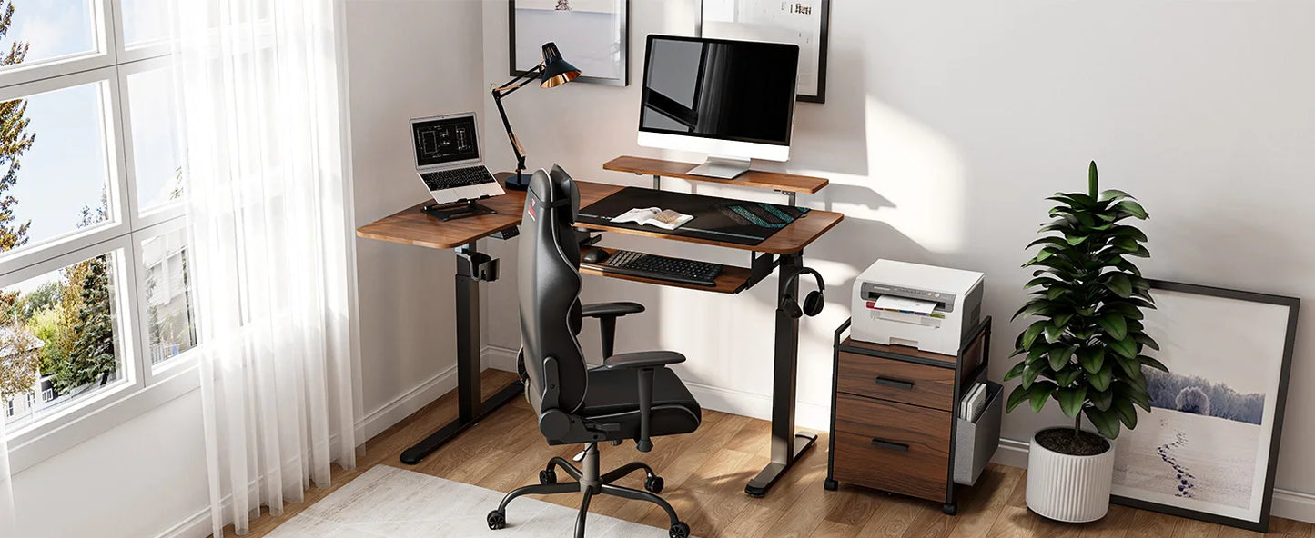 L-Shaped Desk 61"x43" with Keyboard Tray
